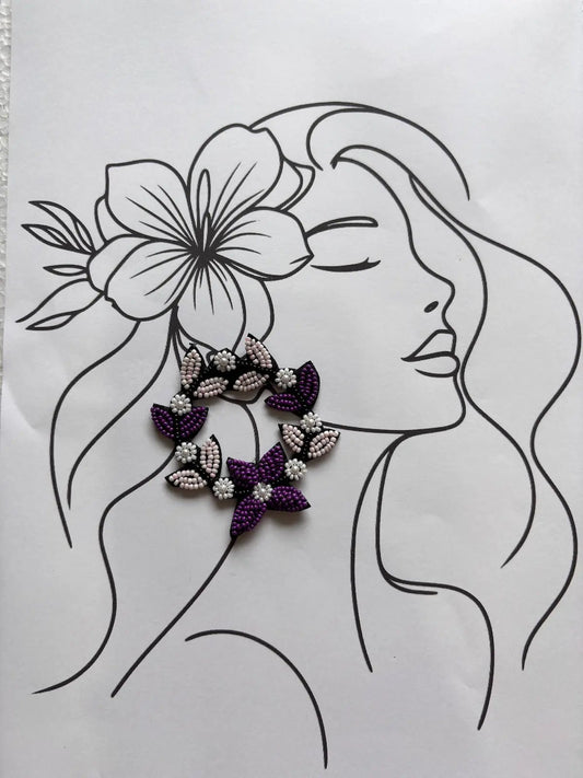 Garland Glow - Purple Beaded Earrings - 
