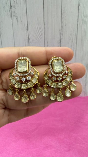 Nyra Moissanite Cascade Chandbali Earrings