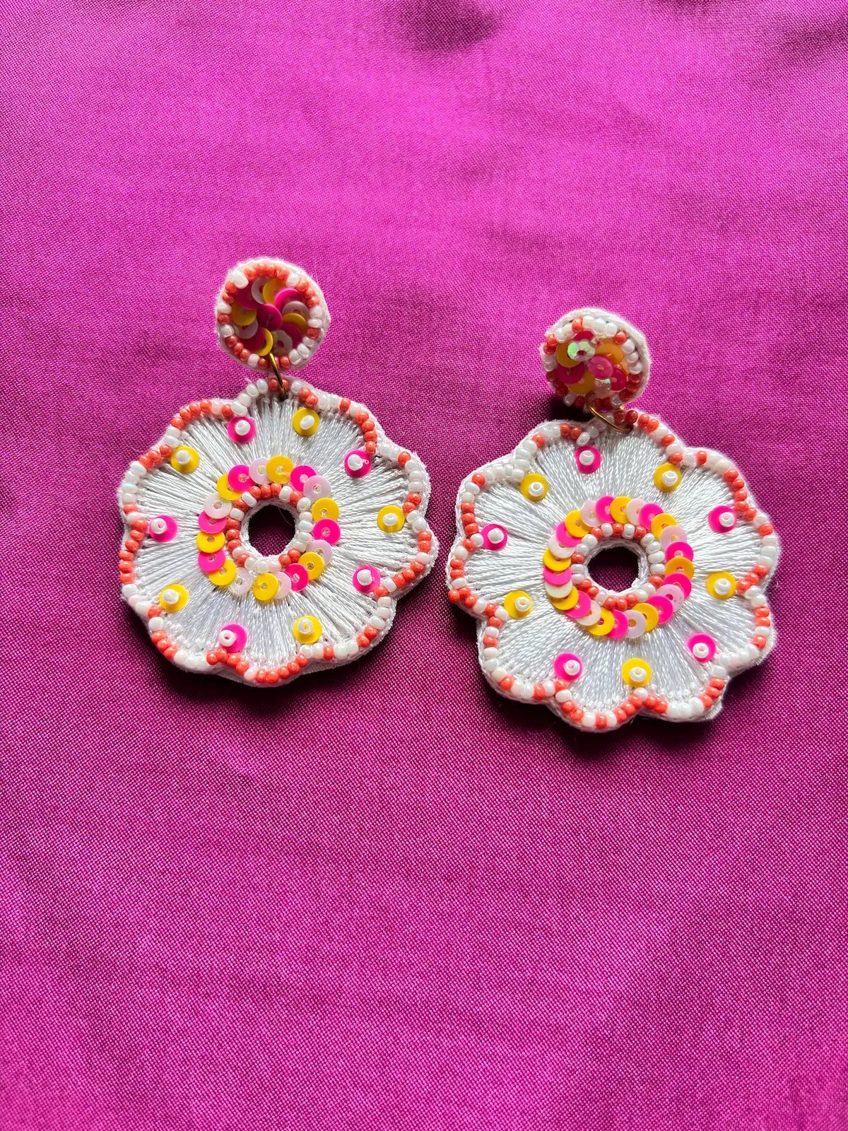 Blossom Glow Beaded Earrings - 