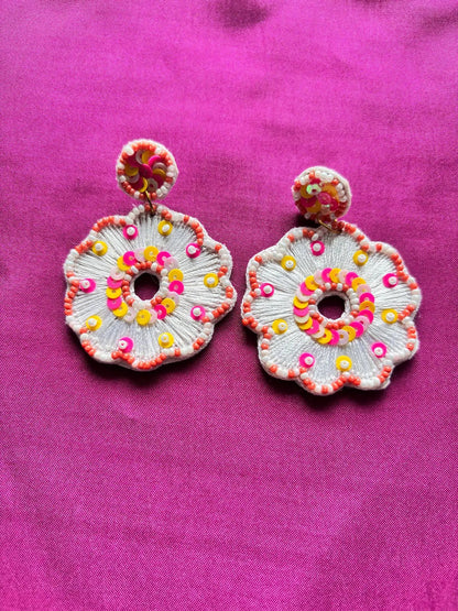 Blossom Glow Beaded Earrings - 
