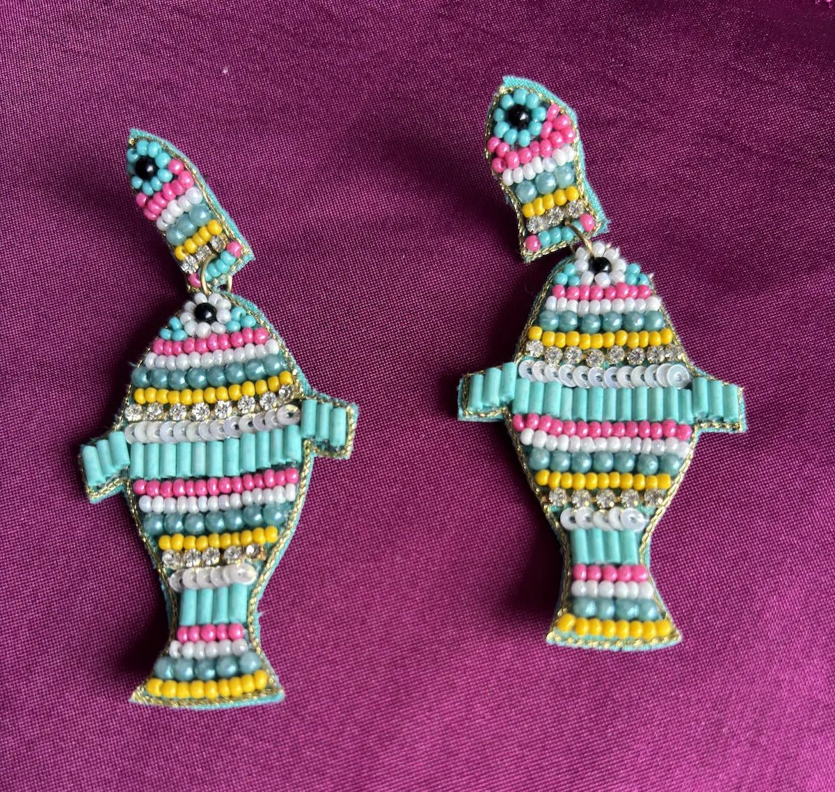 Fish - tastic Stripes Beaded Earrings - 