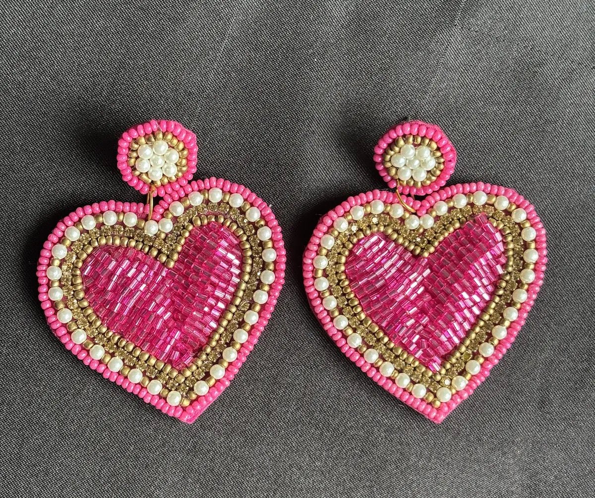 Sweetheart Bloom Beaded Earrings - 