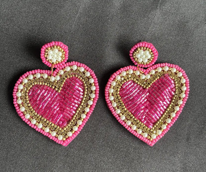 Sweetheart Bloom Beaded Earrings - 