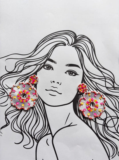 Blossom Glow Beaded Earrings - 