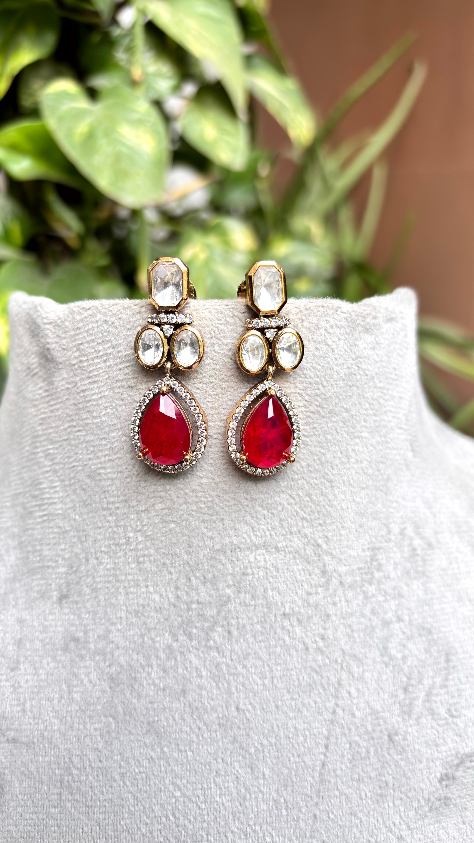 Ruhani Ruby Moissanite Necklace Set - 