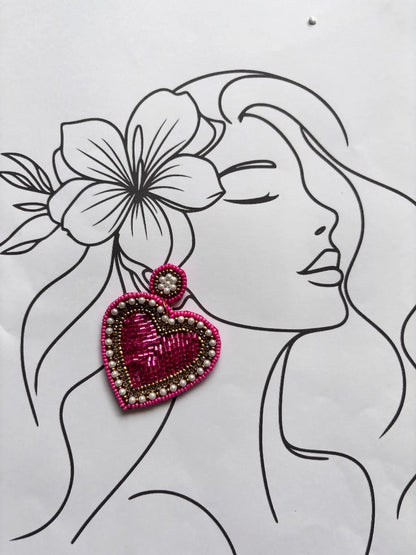 Sweetheart Bloom Beaded Earrings - 