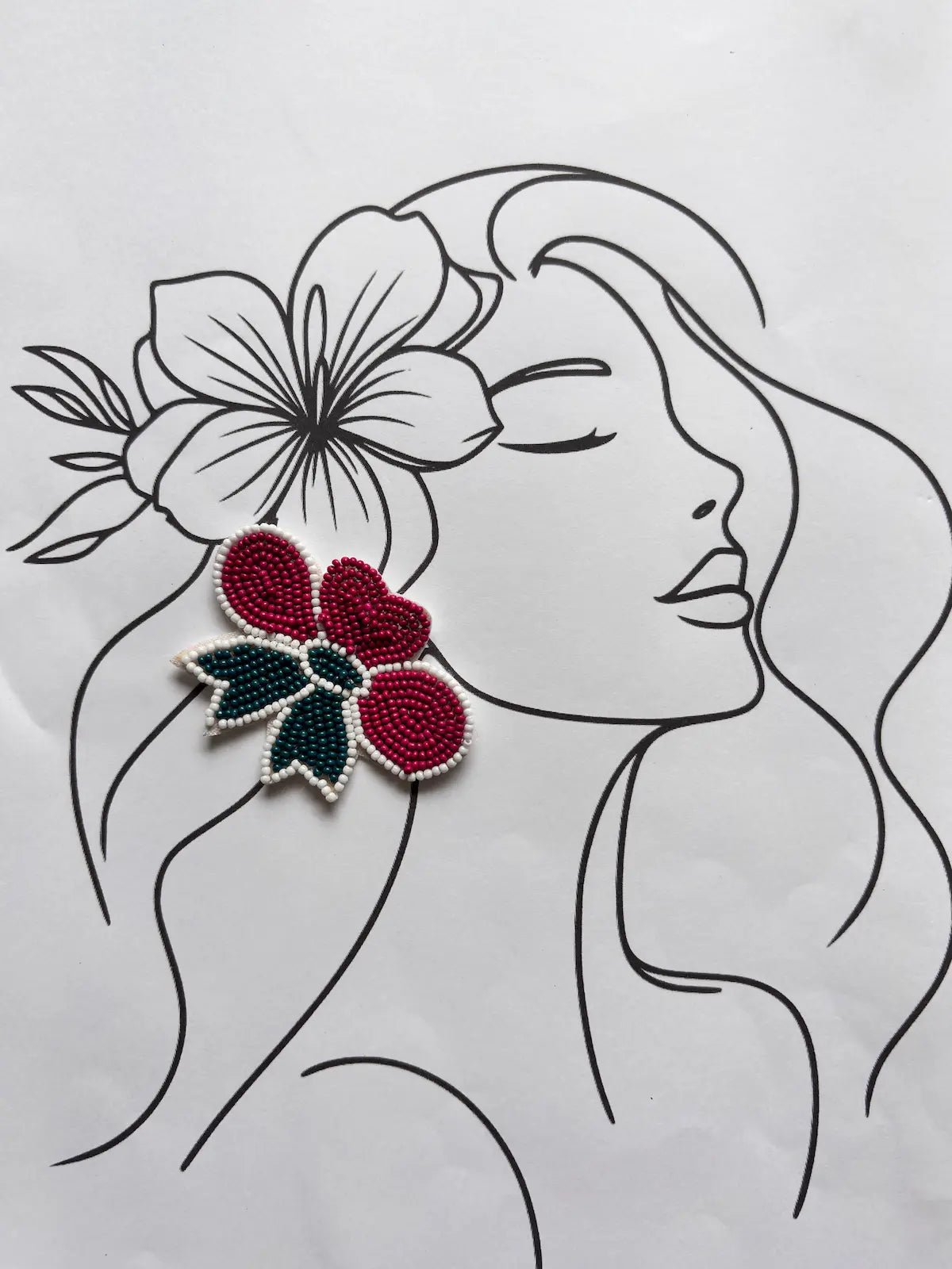 Berry Bow Beaded Earrings - 