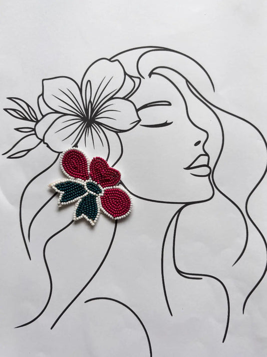 Berry Bow Beaded Earrings - 