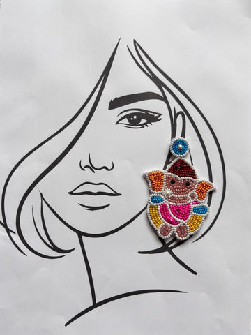 Ganapati Glow Beaded Earrings - 