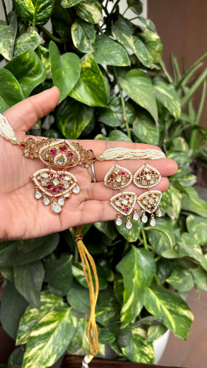 Gulnaar Moissanite Ruby Choker Set - 