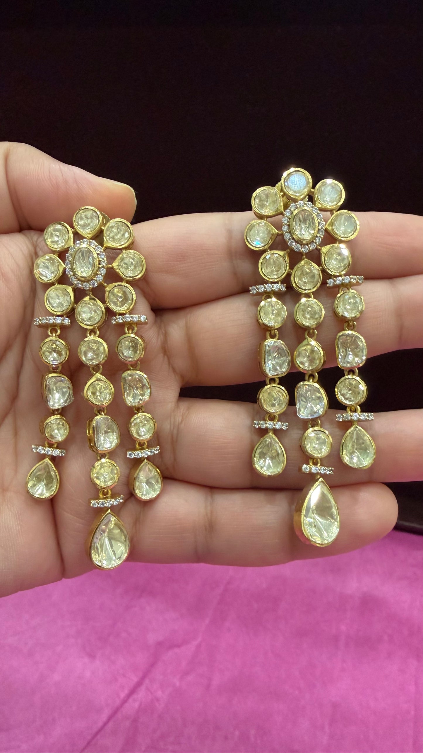 Prisha Moissanite Floral Cascade Earrings