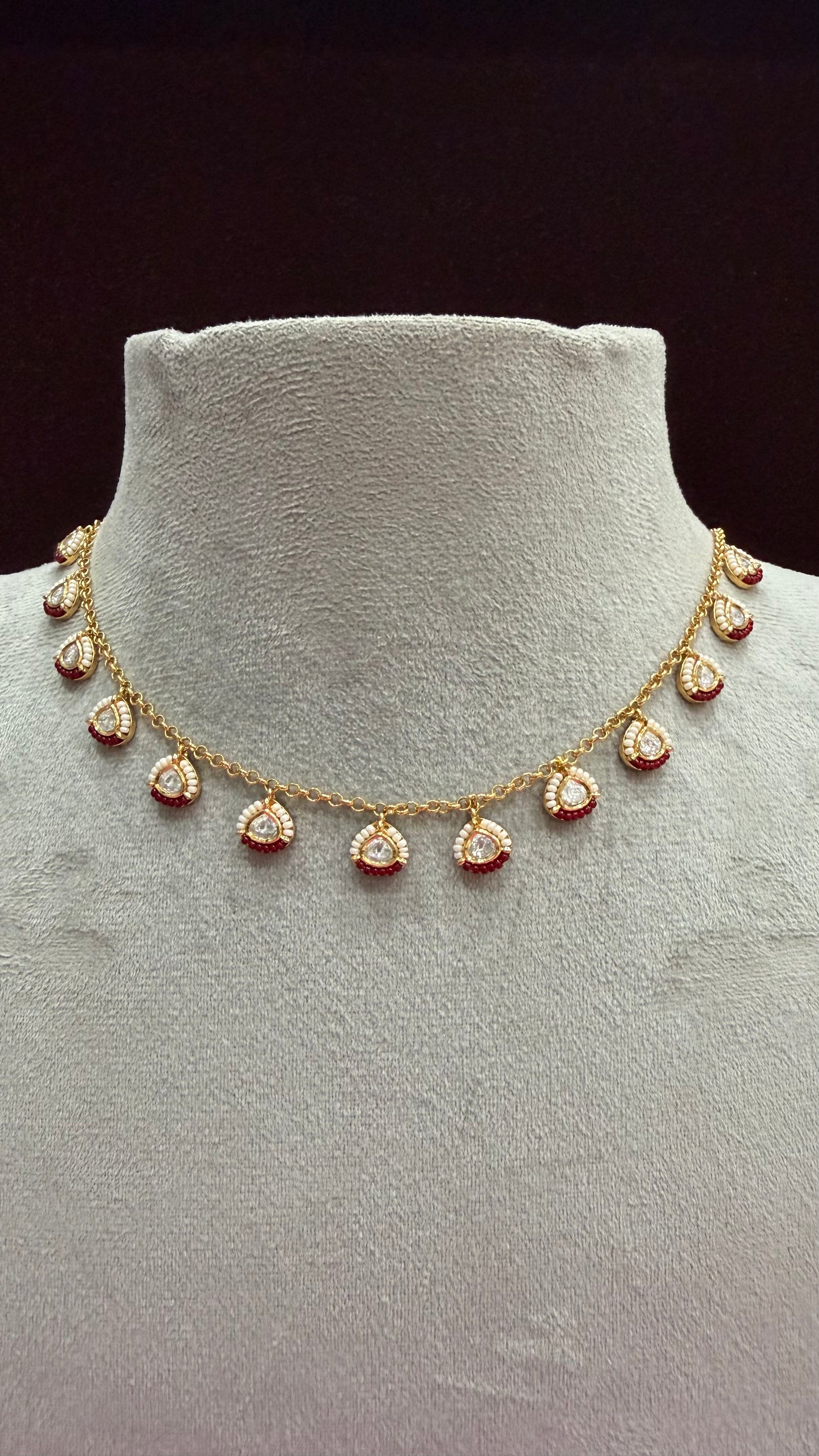 Anvika Ruby Chain Moissanite Necklace Set
