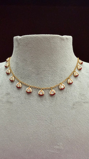 Anvika Ruby Chain Moissanite Necklace Set