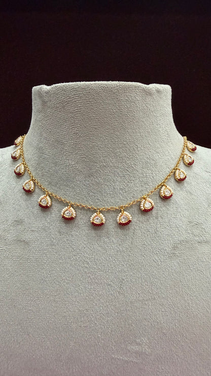 Anvika Ruby Chain Moissanite Necklace Set