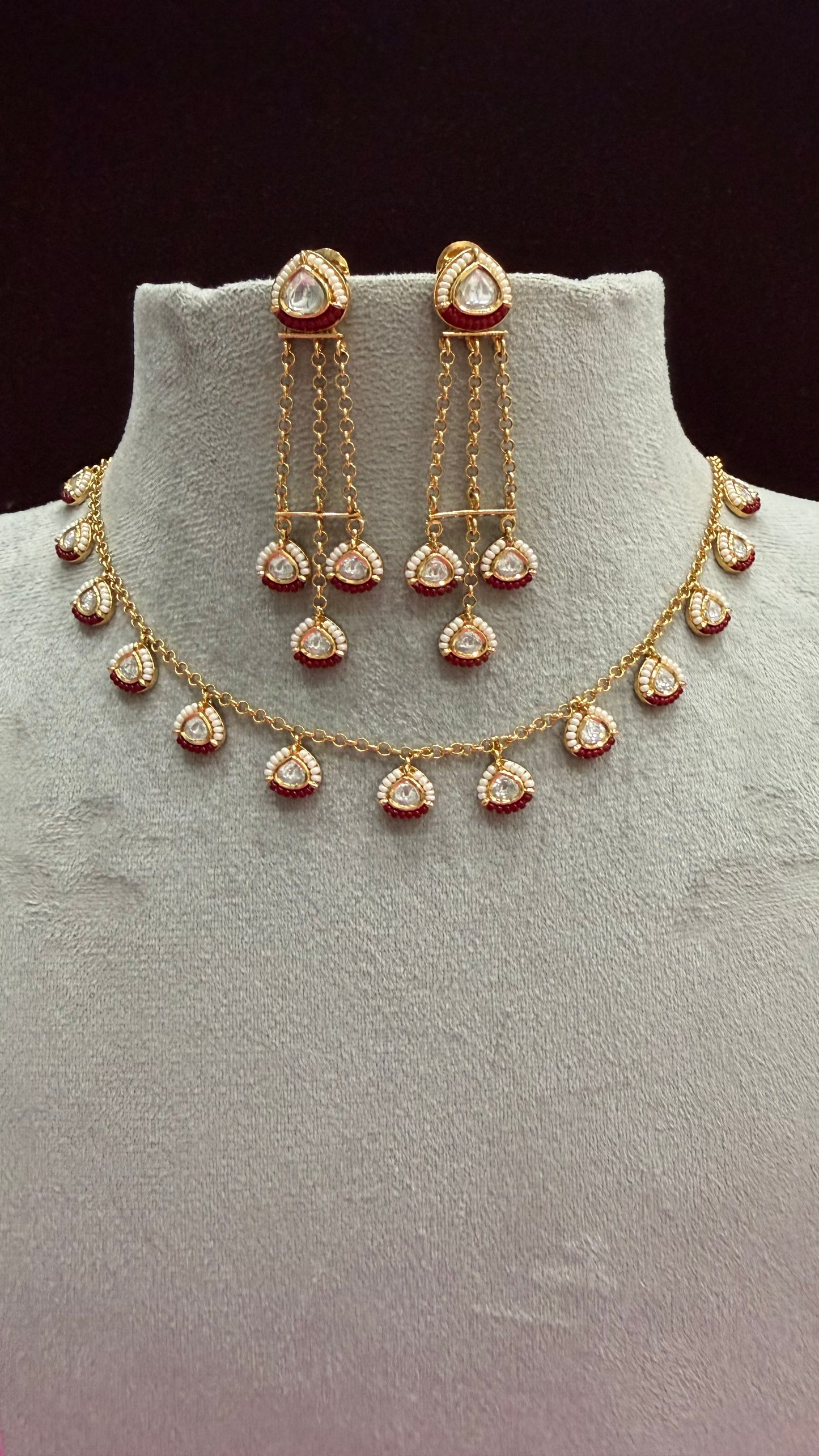 Anvika Ruby Chain Moissanite Necklace Set