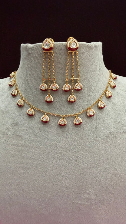 Anvika Ruby Chain Moissanite Necklace Set