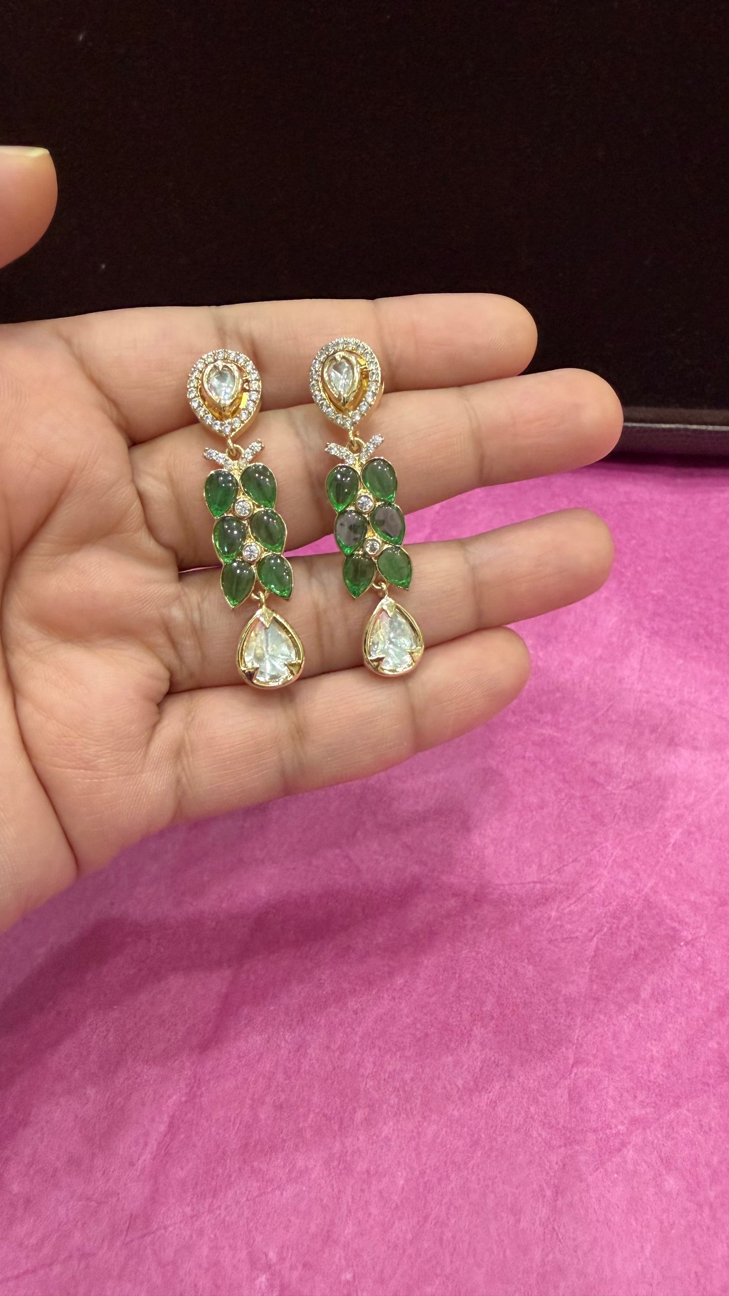 Kairavi Emerald Green Statement Necklace Set