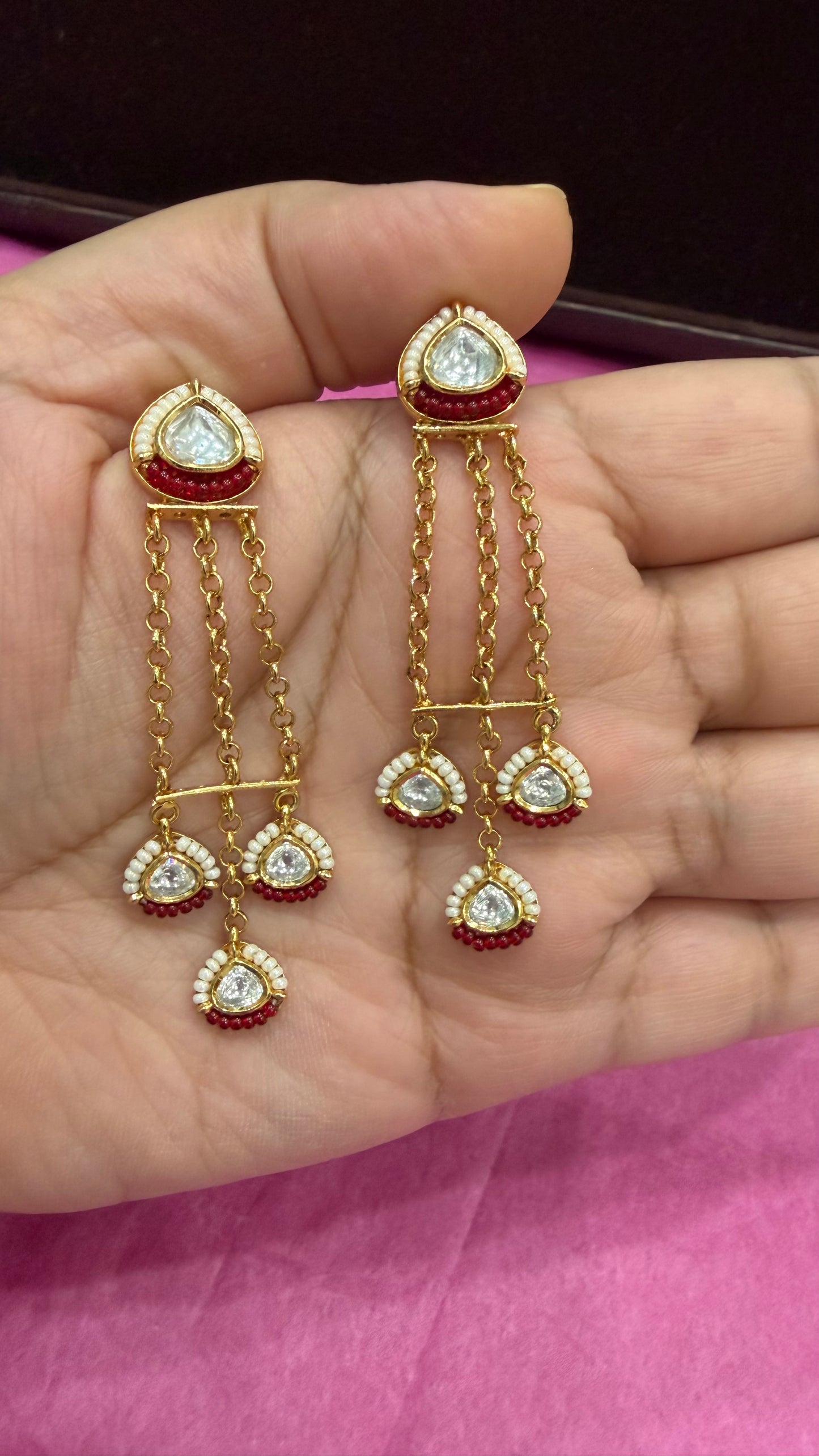 Anvika Ruby Chain Moissanite Necklace Set