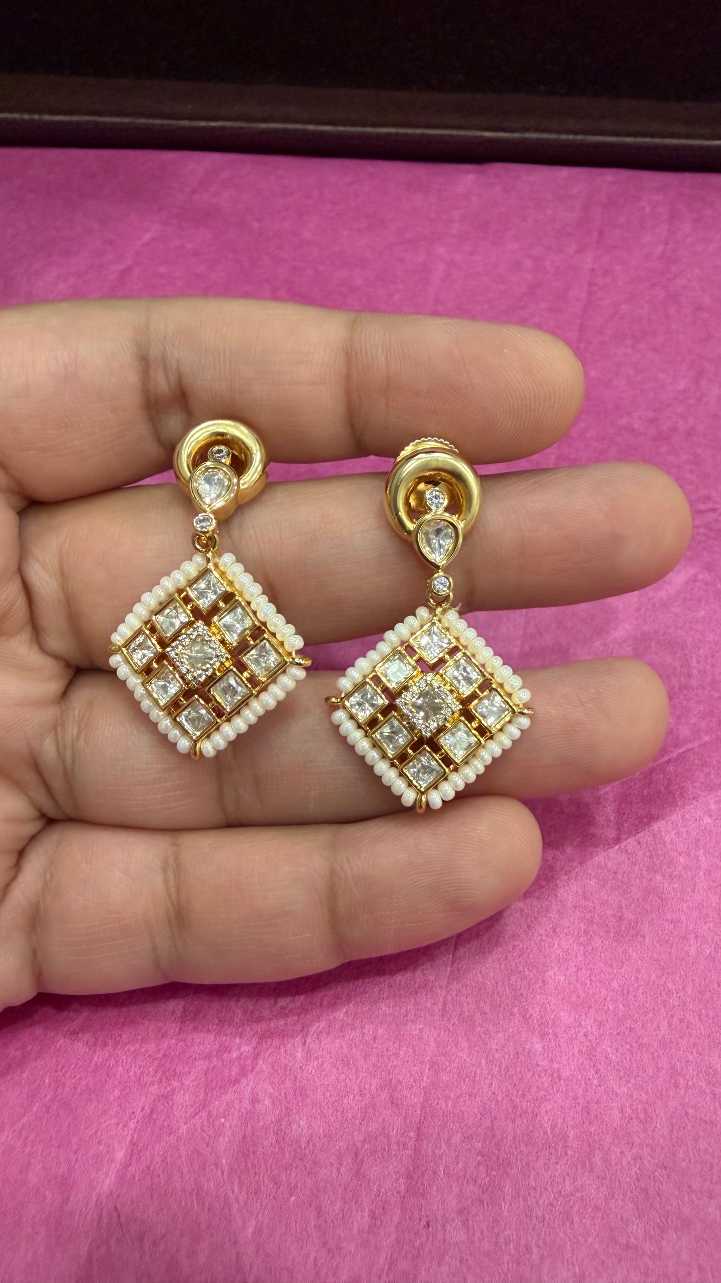 Kairika Square Drop Moissanite Statement Necklace Set
