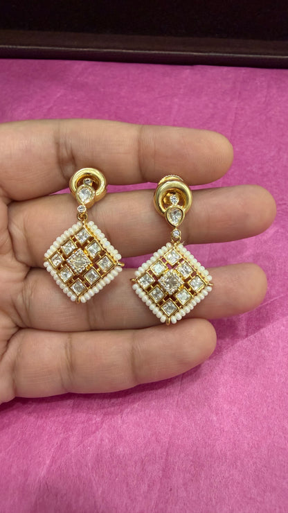 Kairika Square Drop Moissanite Statement Necklace Set