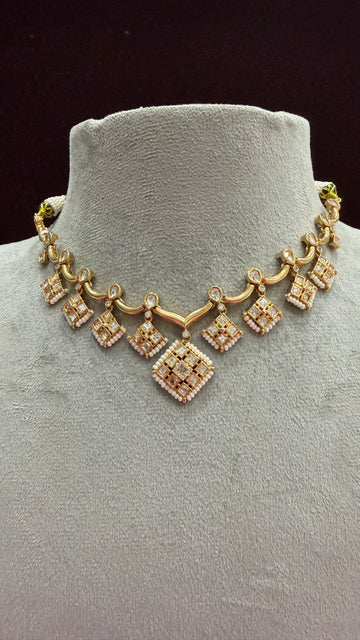 Kairika Square Drop Moissanite Statement Necklace Set