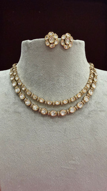 Vamaira Oval Moissanite Double Layer Necklace Set