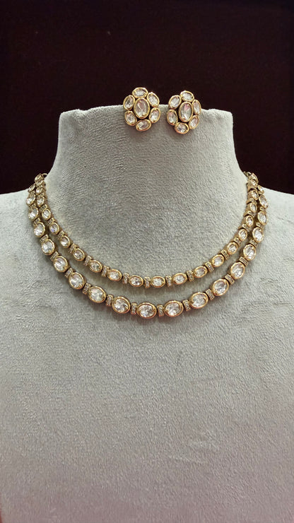 Vamaira Oval Moissanite Double Layer Necklace Set