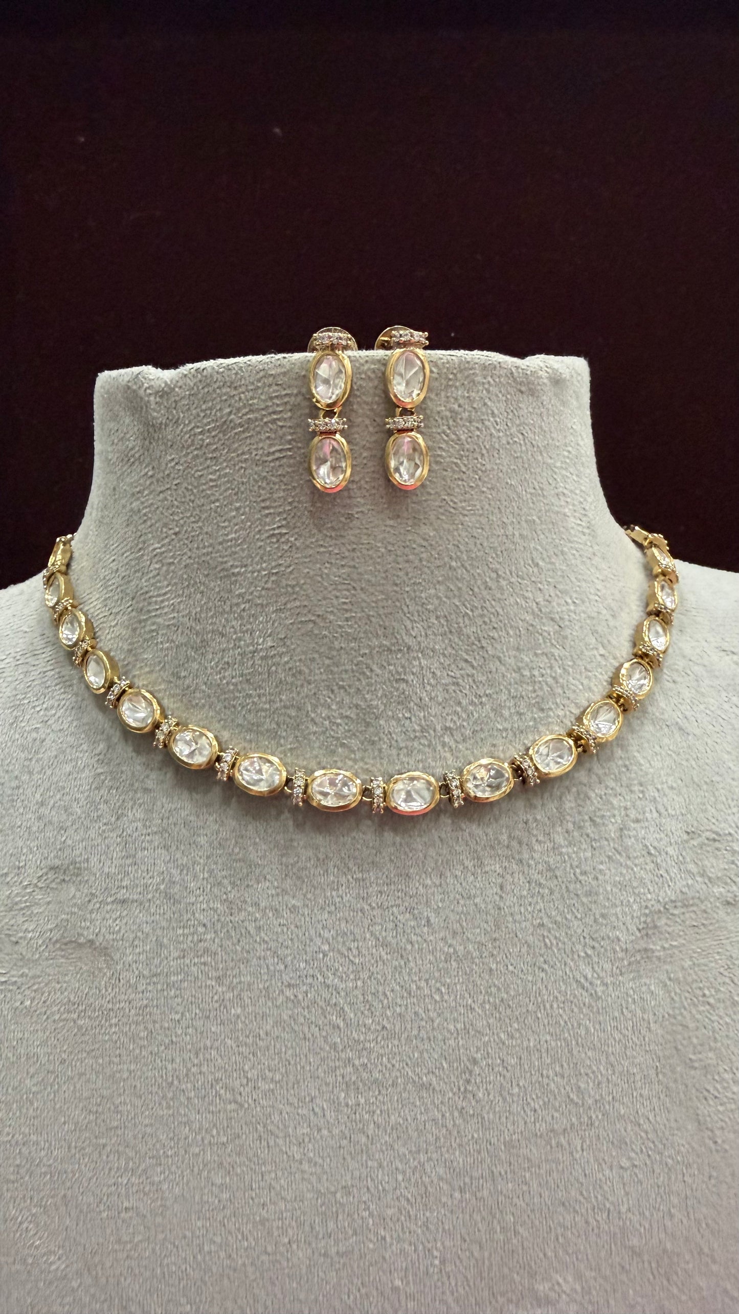 Evarika Oval Link Moissanite Necklace Set