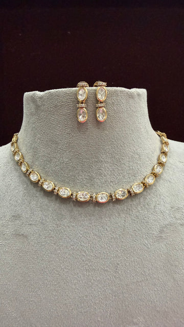Evarika Oval Link Moissanite Necklace Set