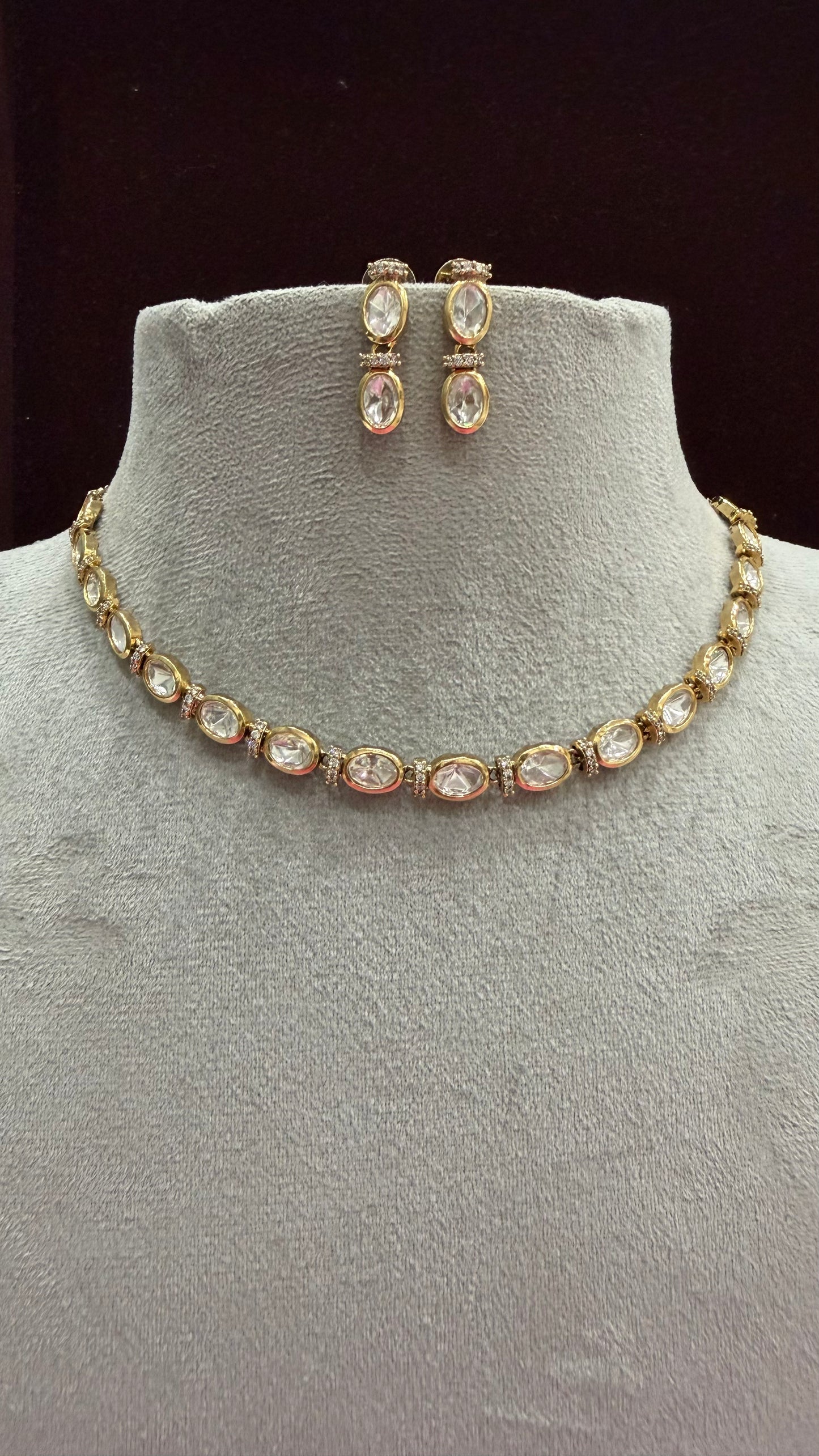Evarika Oval Link Moissanite Necklace Set