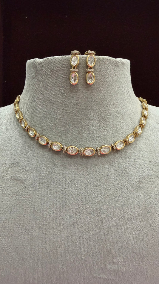 Evarika Oval Link Moissanite Necklace Set