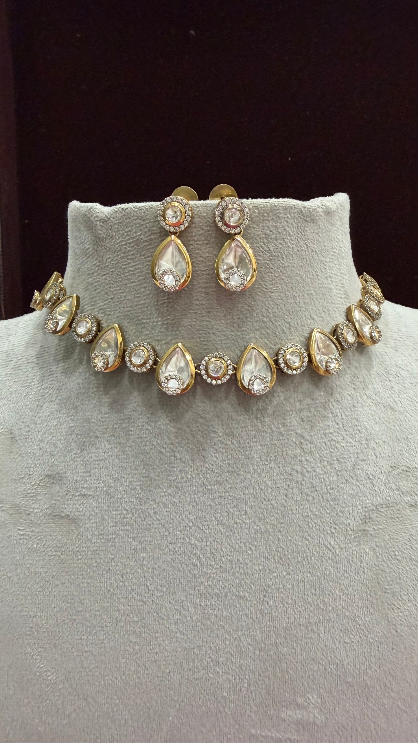 Zayesha Teardrop Moissanite Necklace Set