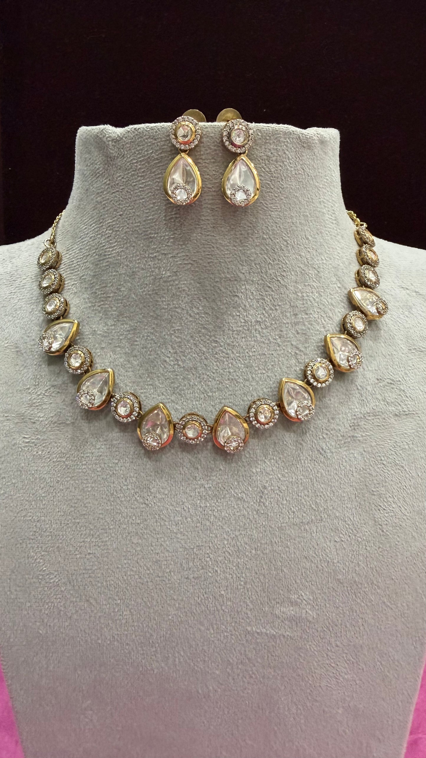 Zayesha Teardrop Moissanite Necklace Set