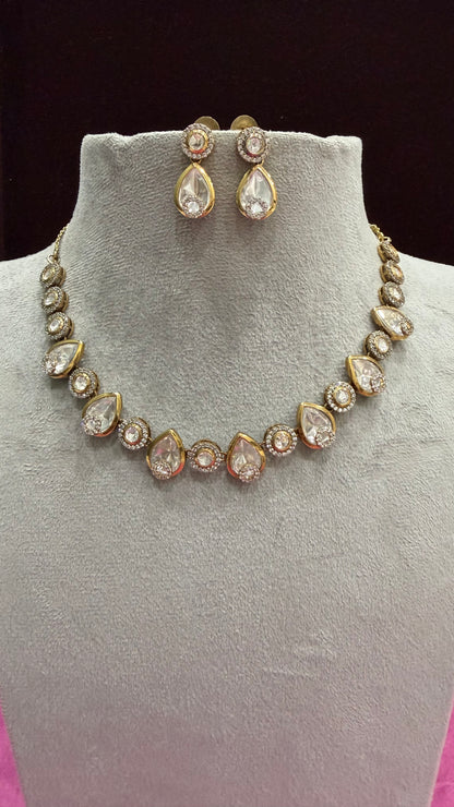 Zayesha Teardrop Moissanite Necklace Set