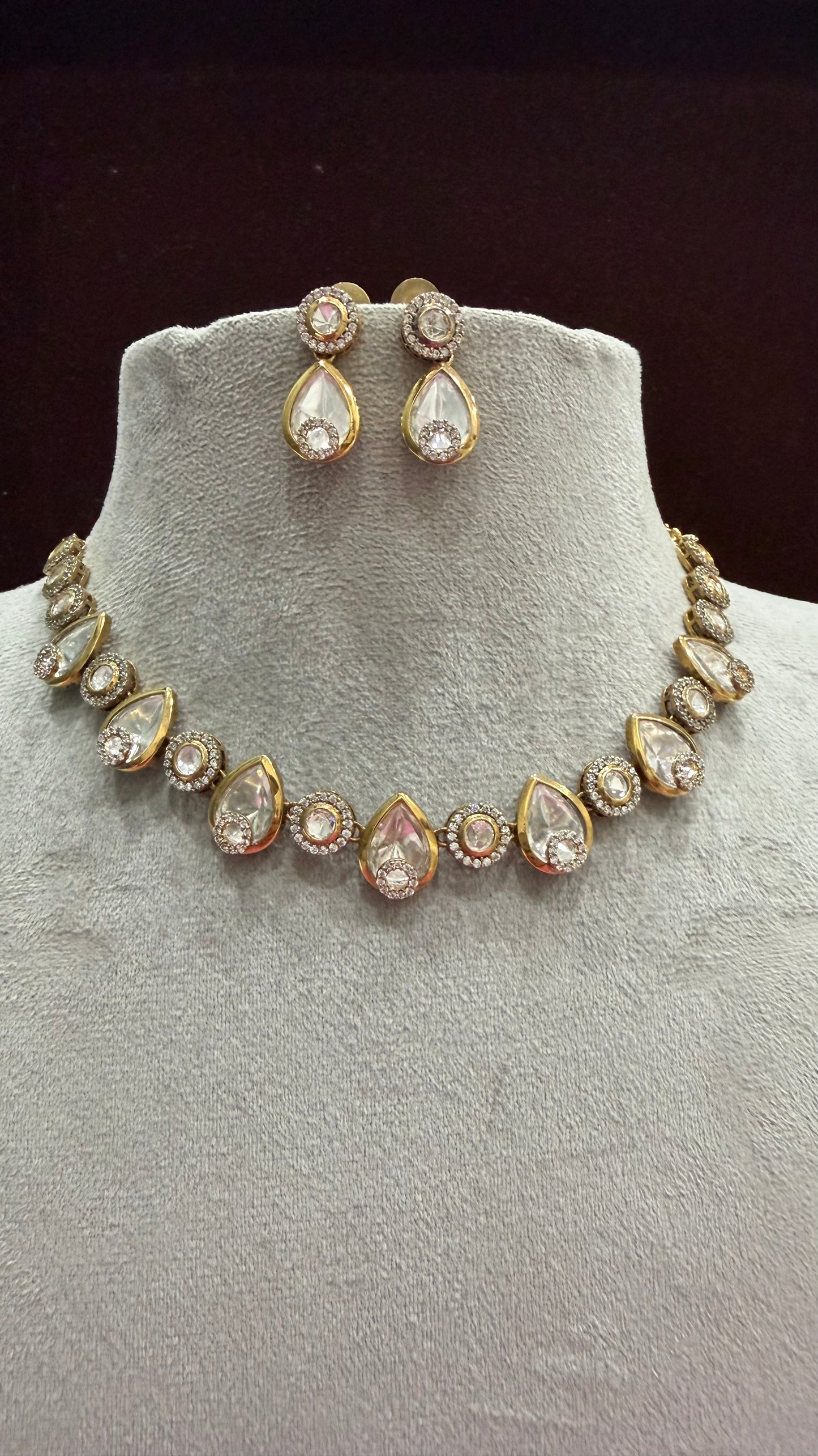 Zayesha Teardrop Moissanite Necklace Set