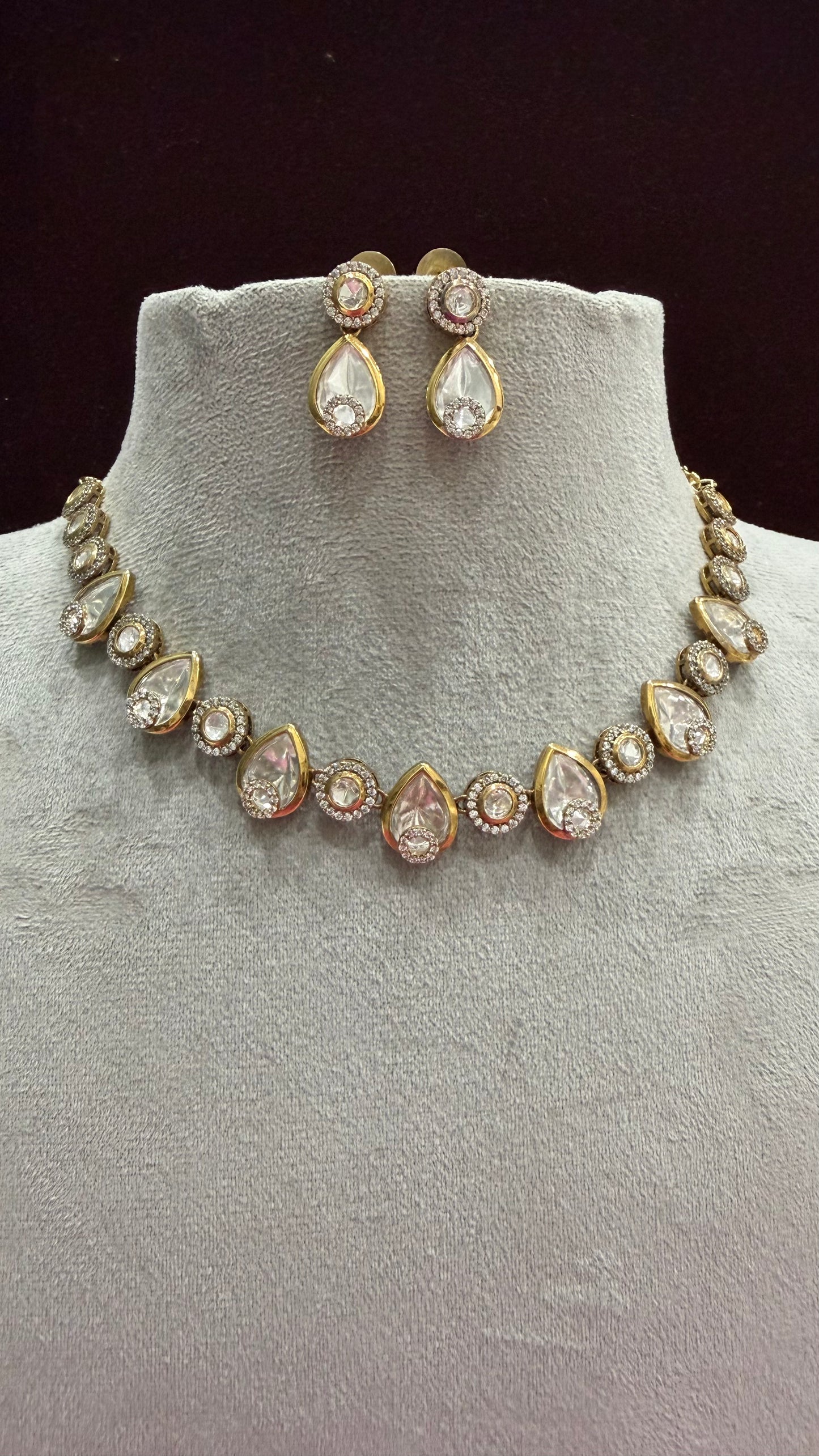 Zayesha Teardrop Moissanite Necklace Set