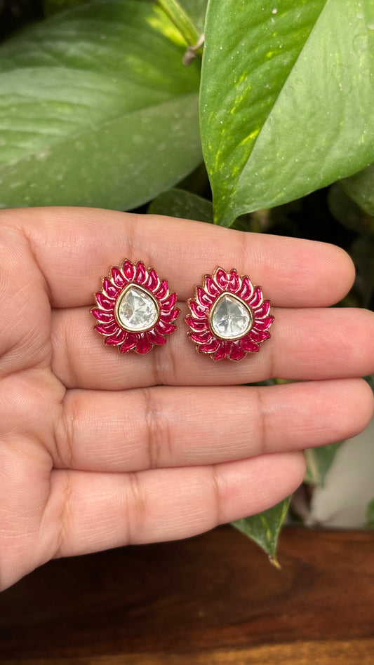 Ira Ruby Moissanite Stud Earrings