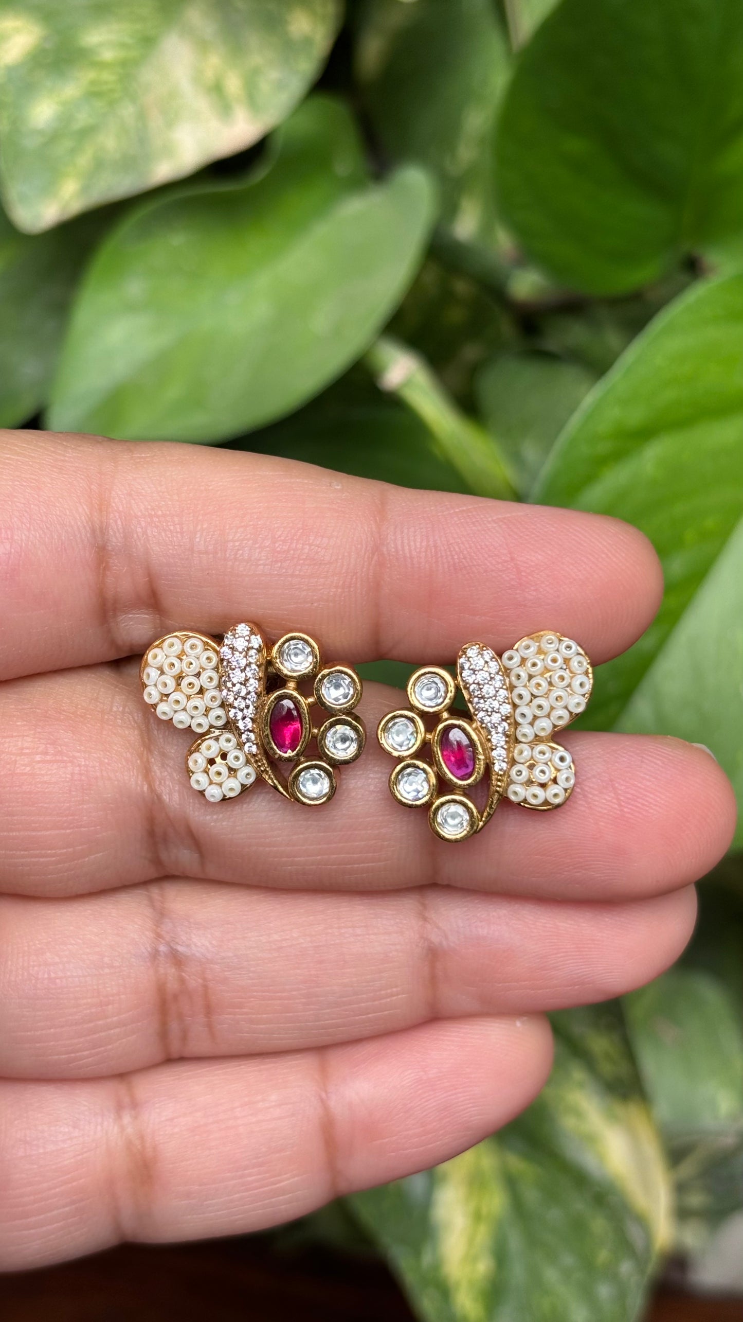 Naina Ruby Pearl Studs
