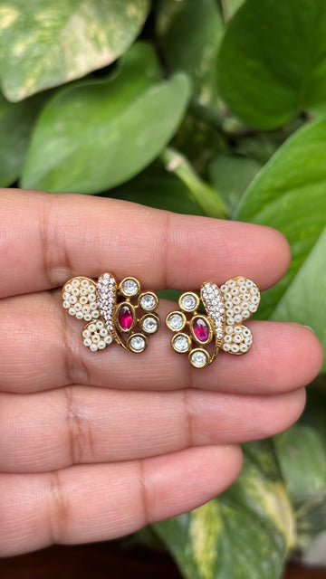 Naina Ruby Pearl Studs