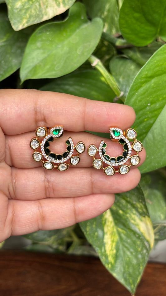 Riya Enamel Polki Moissanite Hoop Earrings