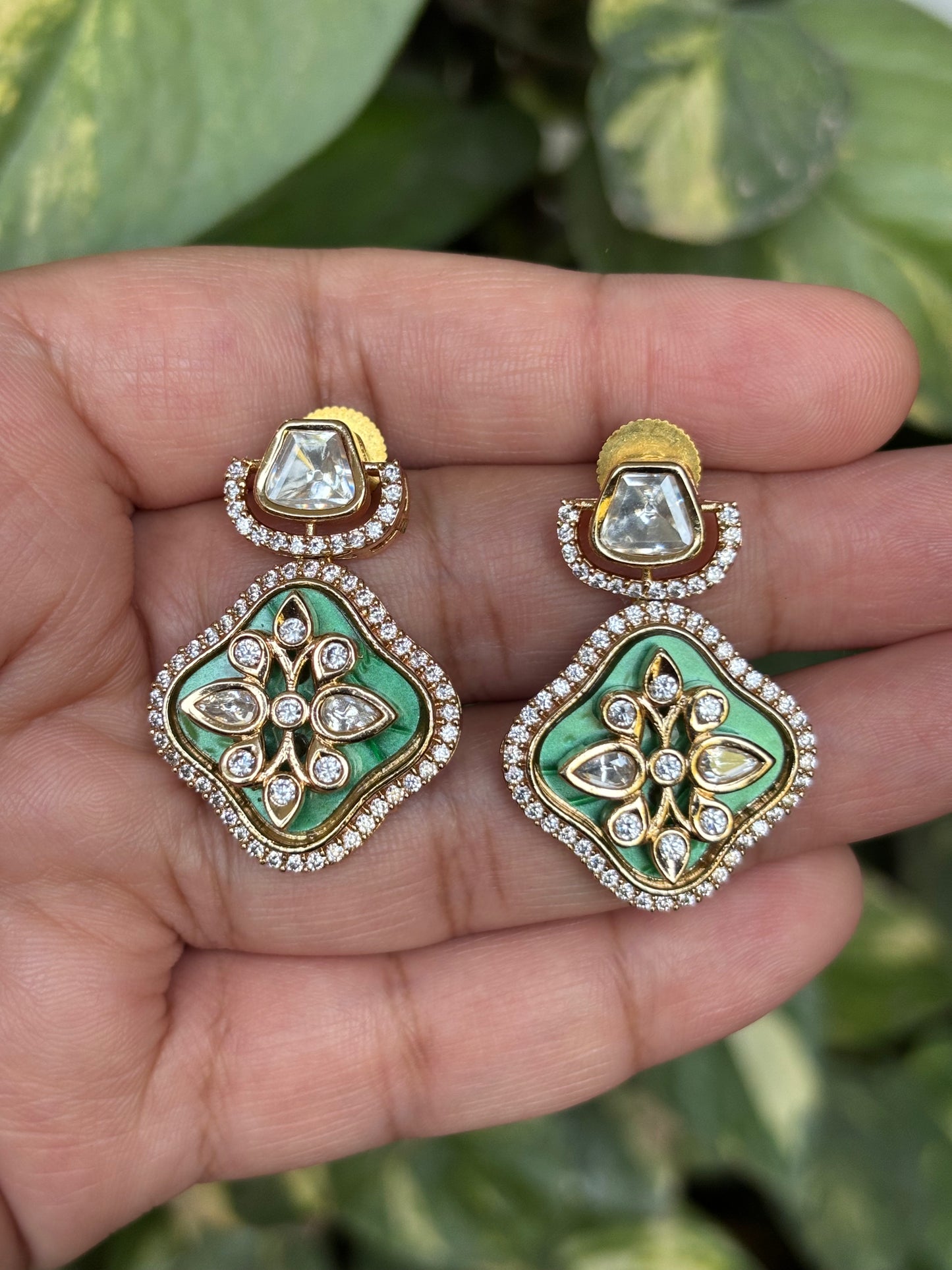 Riya Emerald Floral Studs