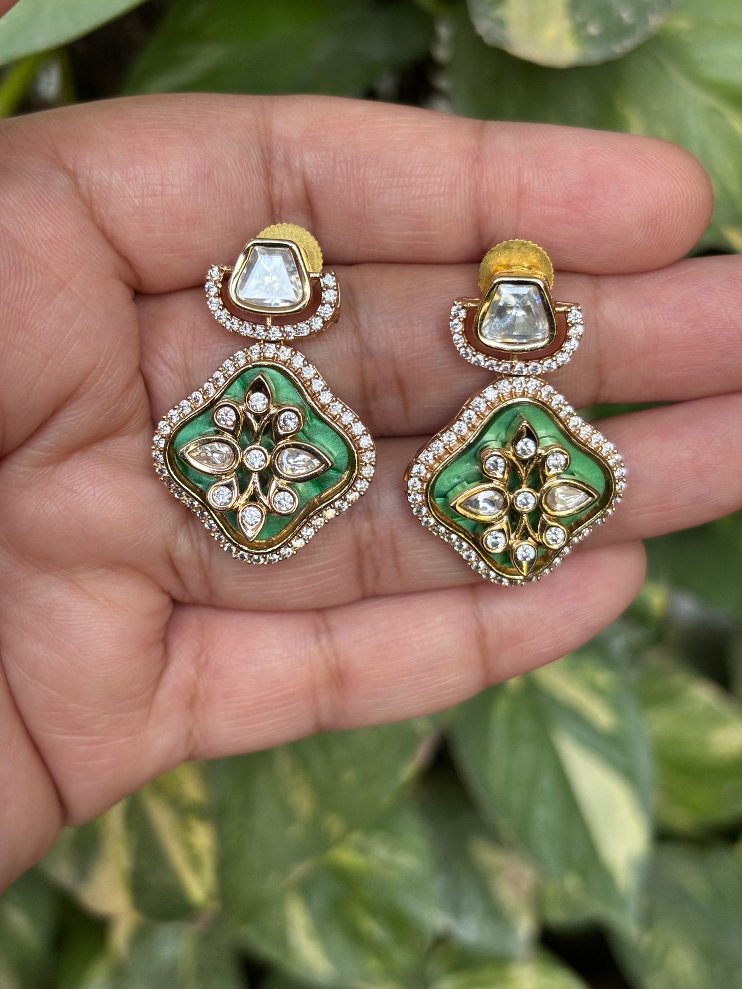 Riya Emerald Floral Studs