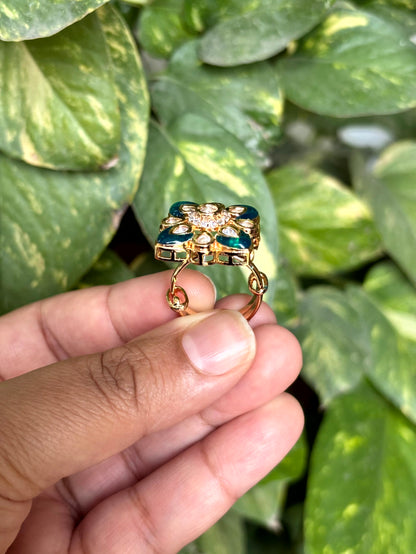 Aarika Emerald Moissanite Adjustable Ring - 