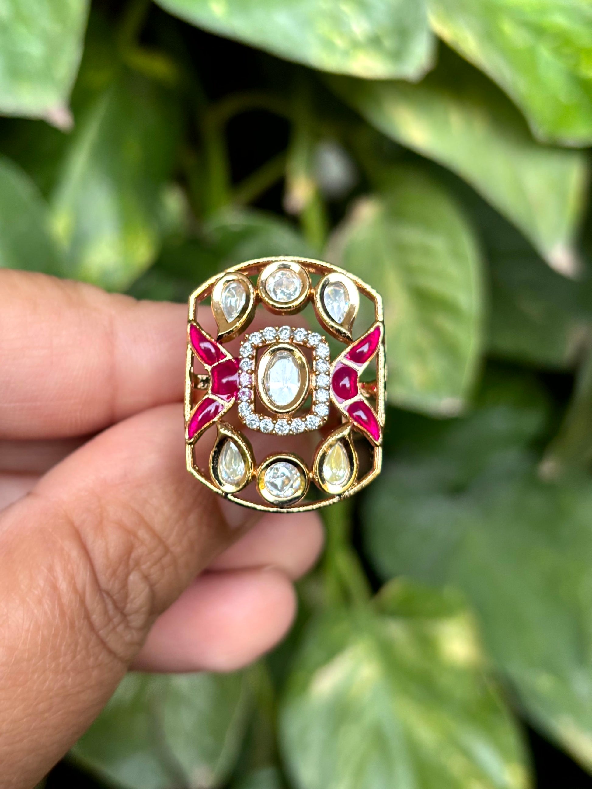 Vanya Ruby Moissanite Adjustable Ring - 