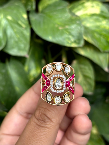 Vanya Ruby Moissanite Adjustable Ring - 