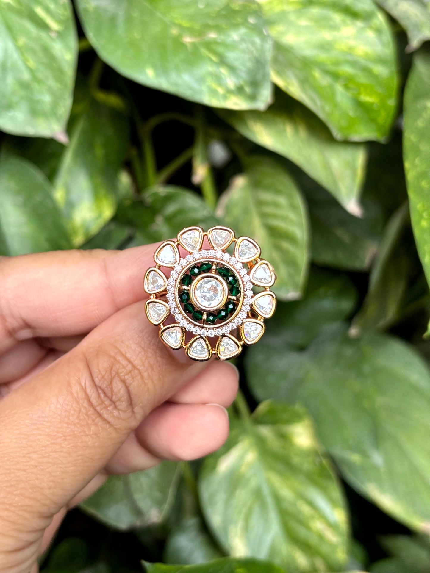 Kiara Emerald Moissanite Adjustable Ring - 
