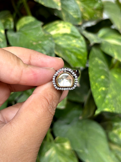 Kiara Halo Moissanite Adjustable Ring - 