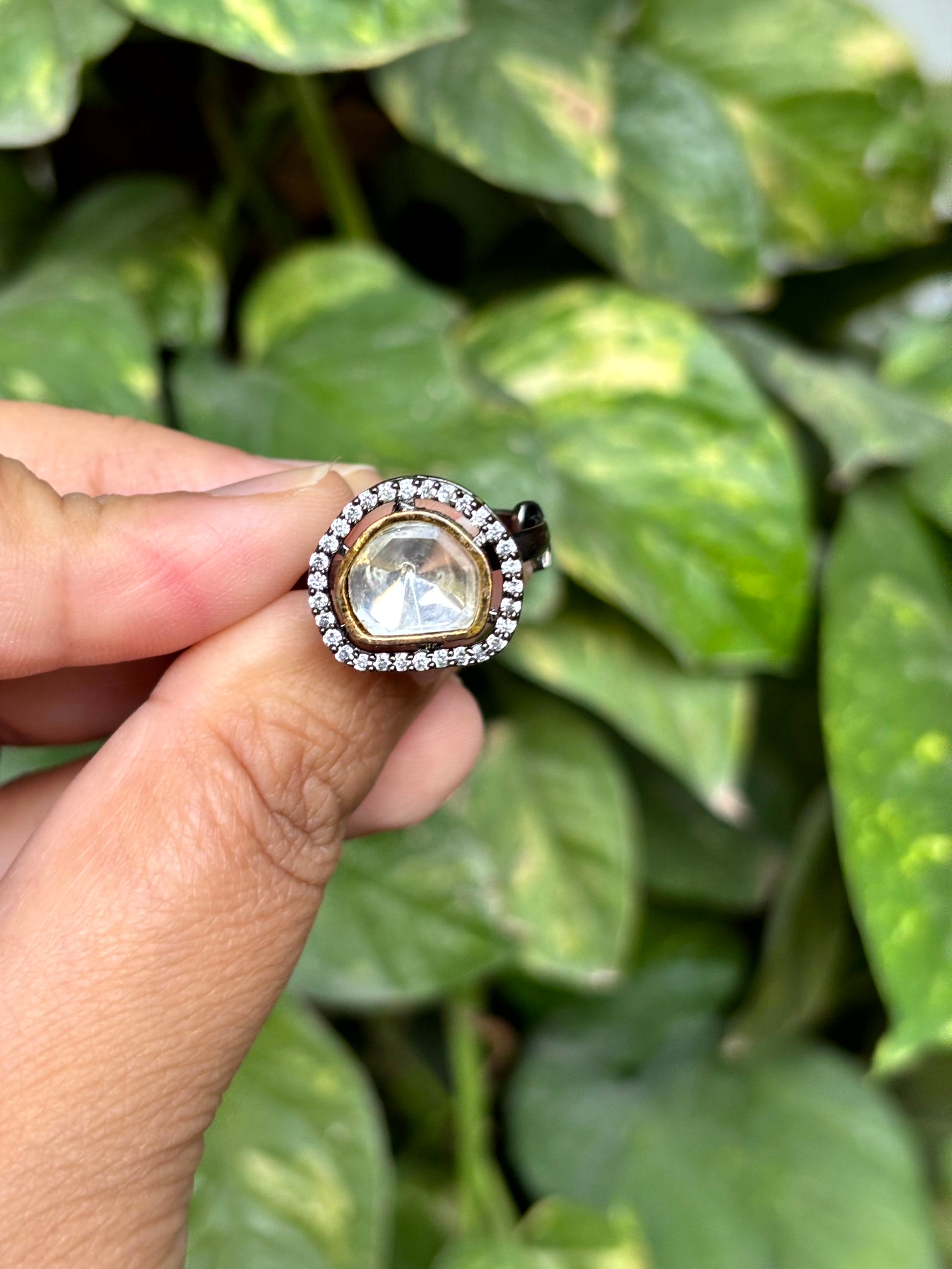 Kiara Halo Moissanite Adjustable Ring - 