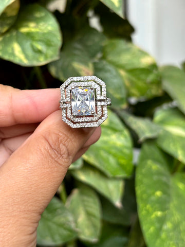 Crown Halo Cocktail Adjustable Ring - 