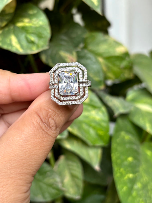 Crown Halo Cocktail Adjustable Ring - 